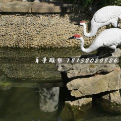 丹頂鶴石雕，公園動物石雕