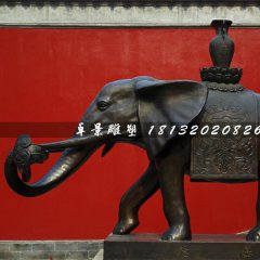 大象銅雕，象馱寶瓶銅雕