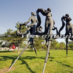 踩高蹺銅雕，公園景觀雕塑
