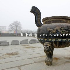 三足香爐銅雕，廣場(chǎng)銅香爐雕塑
