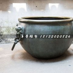 水缸銅雕，仿古銅水缸