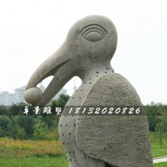 烏鴉石雕，公園動(dòng)物石雕