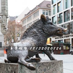 野豬銅雕，街邊動(dòng)物銅雕
