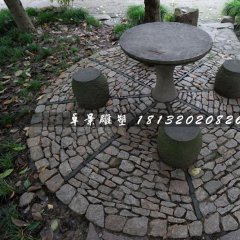 青石圓桌圓凳，公園桌椅石雕