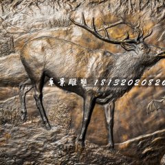 銅浮雕，馴鹿蝙蝠銅浮雕