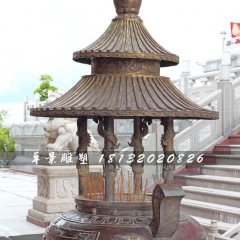 香爐銅雕，寺廟三足銅香爐