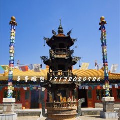 寺廟銅香爐，三足香爐銅雕