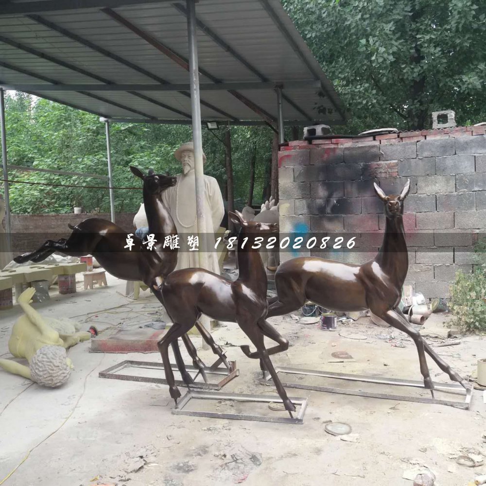 奔跑的鹿銅雕,公園動(dòng)物銅雕