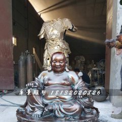 大肚彌勒佛銅雕，寺廟坐式佛像
