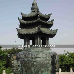 青銅香爐雕塑，寺廟香爐雕塑