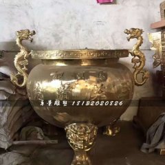 銅雕香爐，寺廟三足香爐銅雕