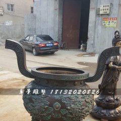 香爐雕塑，寺廟三足銅香爐