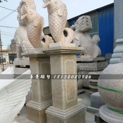 石雕魚(yú)，晚霞紅動(dòng)物雕塑