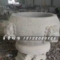 水缸石雕，大理石仿古水缸