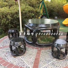 圓桌椅石雕，公園休息椅石雕