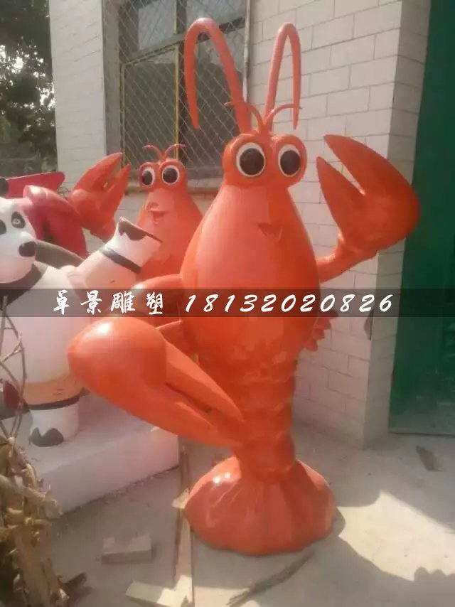 卡通大蝦雕塑,飯店標(biāo)志雕塑 (1)