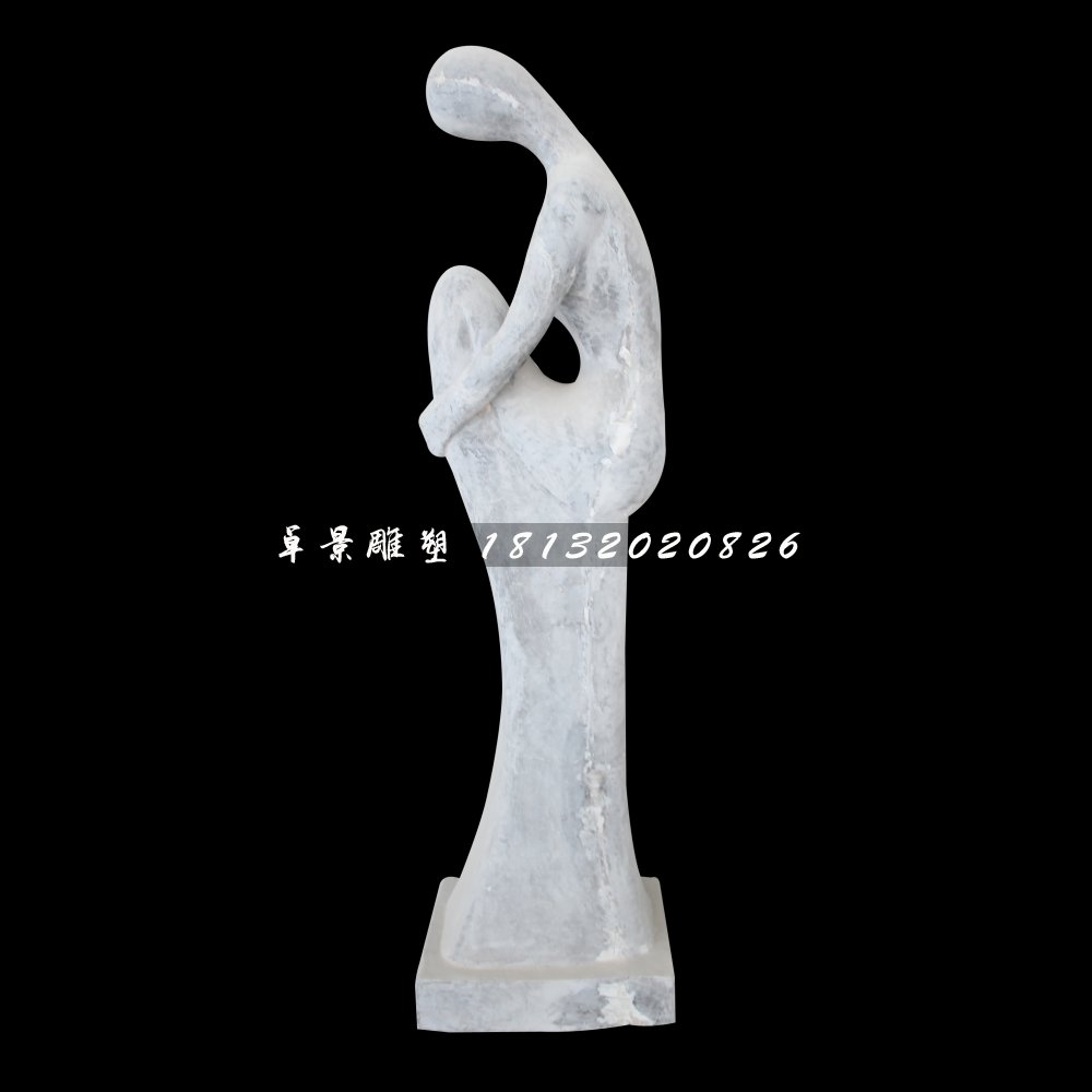 沉思的少女石雕，公園抽象人物石雕