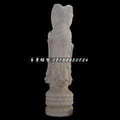 立式觀音石雕，三面觀音石雕