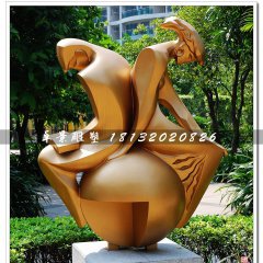 背對(duì)背看書雕塑，不銹鋼抽象人物