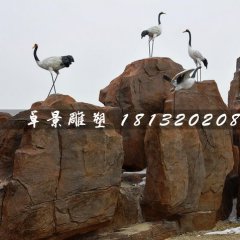 仿真仙鶴雕塑，玻璃鋼動(dòng)物雕塑