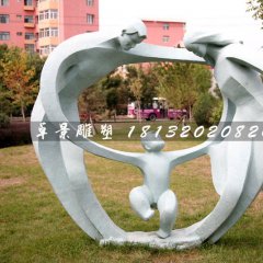 抽象人物石雕，公園天倫之樂石雕