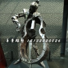 拉大提琴雕塑，不銹鋼景觀雕塑