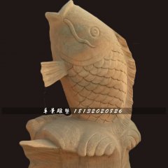 石雕魚，晚霞紅噴水魚石雕