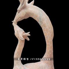 母子鹿石雕，公園親嘴鹿石雕