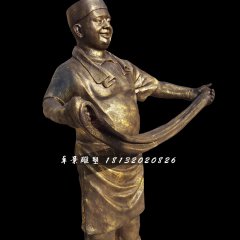 拉面雕塑，玻璃鋼仿銅人物雕塑