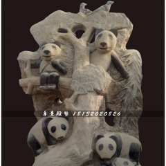 大熊貓石雕，公園動物石雕