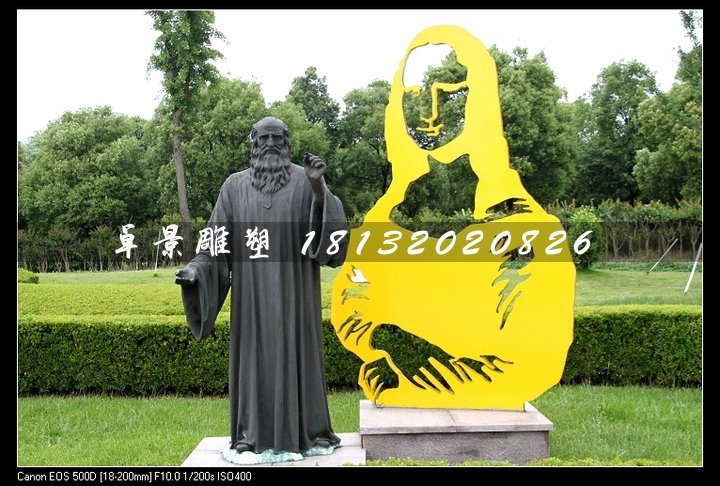 達(dá)芬奇銅雕，公園名人銅雕