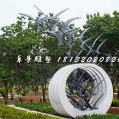 不銹鋼抽象大雁雕塑，公園景觀雕塑