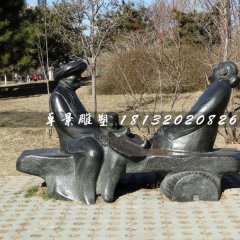 嘮家常銅雕，公園小品銅雕