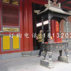 銅雕香爐，寺廟方形香爐銅雕