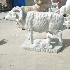 羊羔跪乳石雕，漢白玉動物雕塑