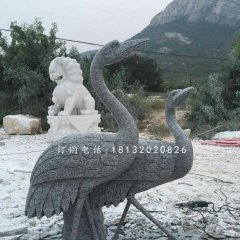 青石仙鶴雕塑，動物石雕