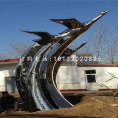 不銹鋼飛翔的天鵝雕塑，公園不銹鋼雕塑