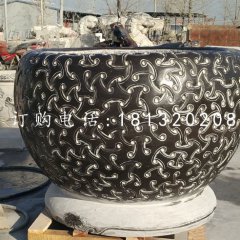 圓形水缸石雕，青石水缸