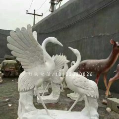 仙鶴石雕，公園大理石仙鶴