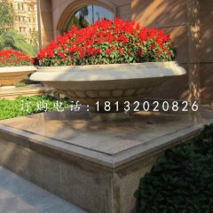 石雕花缽，小區(qū)花盆石雕