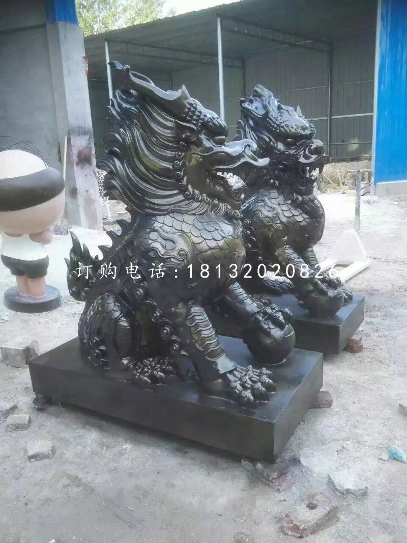 麒麟雕塑,玻璃鋼仿銅神獸 (2)