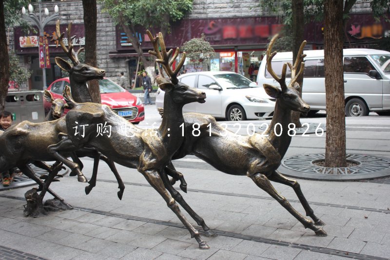 奔跑的鹿銅雕，動(dòng)物銅雕