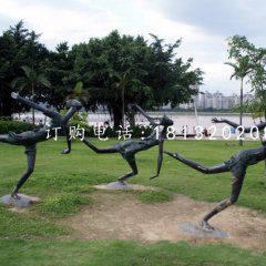 奔跑的小女孩銅雕，公園景觀銅雕