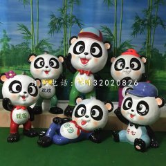 卡通熊貓，玻璃鋼卡通擺件
