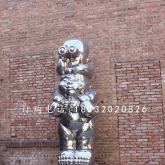 不銹鋼小孩雕塑，小品雕塑