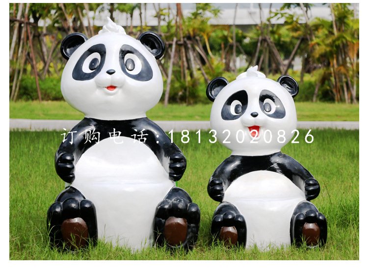 卡通熊貓雕塑,玻璃鋼動(dòng)物擺件