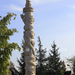 盤龍柱雕塑，石雕柱子