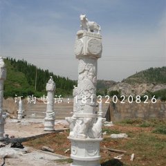 十二生肖柱石雕，漢白玉柱子