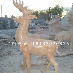 晚霞紅小鹿，動物石雕