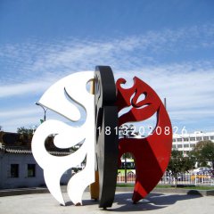 抽象臉譜雕塑，廣場不銹鋼雕塑